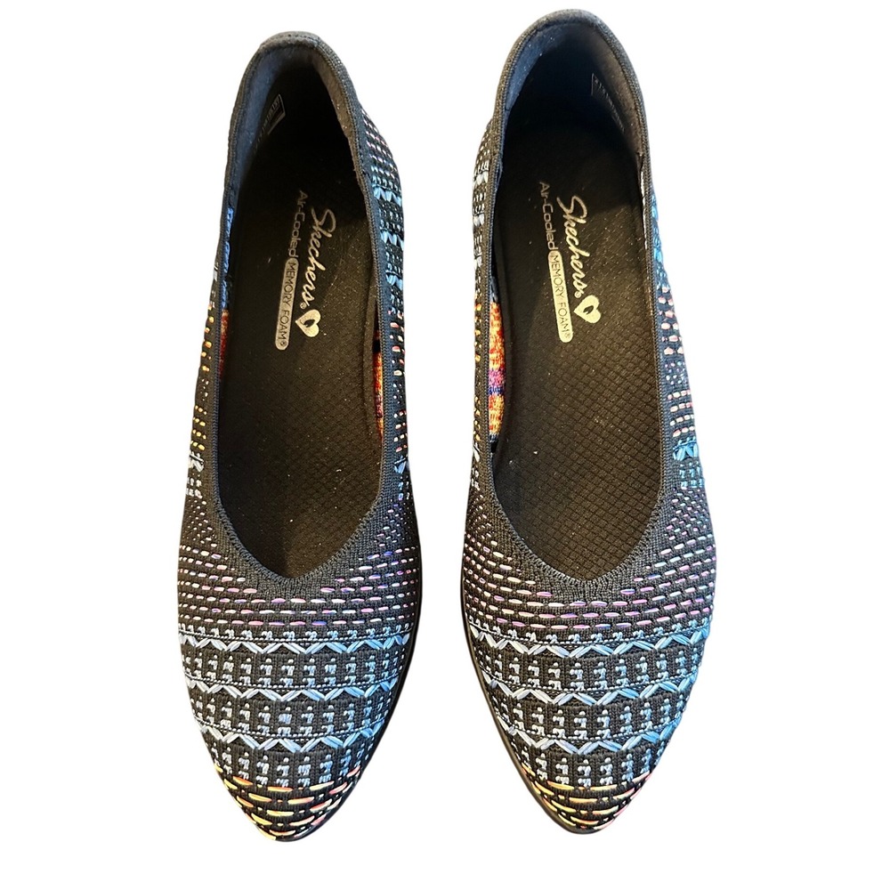 Skechers Cleo 2.0 Love Spell Black Multi Knit Pointed Toe‎ Flats 159139 Womens 8